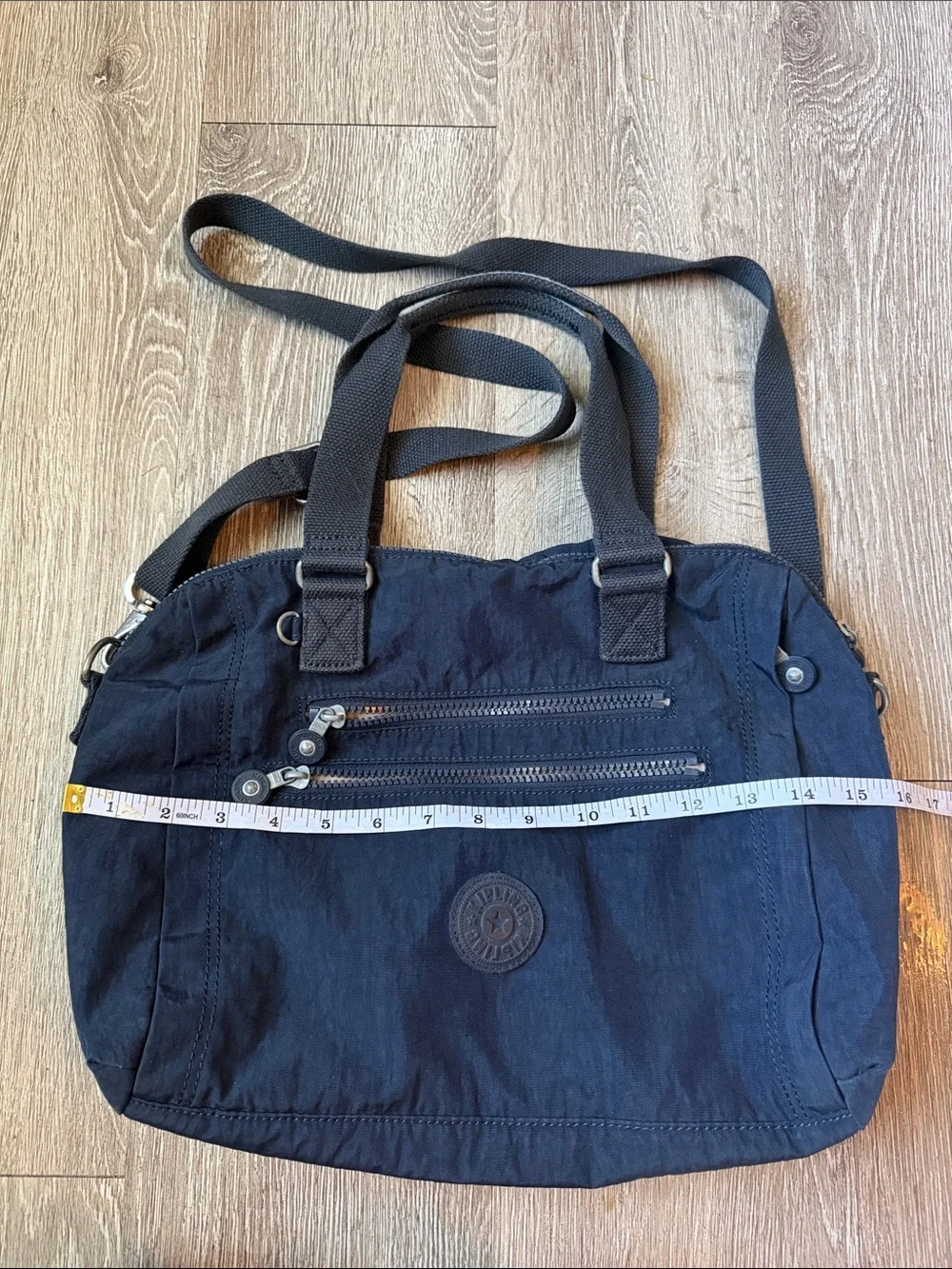 Kipling Navy Shoulder Bag with Dual Zip Front Pockets crossbody purse handbag